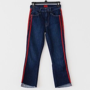Mother Red Stripe Ankle Crop Jeans